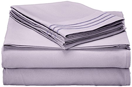 Elegant Comfort 1500 Thread Count Wrinkle Resistant Egyptian Quality Ultra Soft Luxurious 4-Piece Bed Sheet Set, Full, Lilac