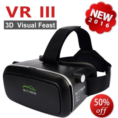 MOTORAUX Lens and Strap Adjustable 3D Vr Virtual Reality Headset With RC Gift for iOS Android Smartphone Series within 4.0-5.5 Inches