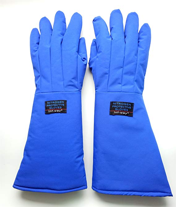 Inf-way 48cm/18.9'' Long Cryogenic Gloves Waterproof Low Temperature Resistant LN2 Liquid Nitrogen Protective Gloves Cold Storage Safety Frozen Gloves (Medium)