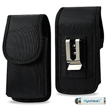 Heavy Duty Large Slim Vertical Smart Phone/Cell Phone Universal Case/ Pouch/ Holster with Belt loop and Metal Clip