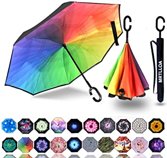MRTLLOA Inverted Umbrella,Umbrella Windproof,Reverse Umbrella,Umbrellas for Women with UV Protection, Upside Down Umbrella with C-Shaped Handle for Women & Men