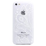 Iphone 5C Case LUOLNH Henna White Floral Paisley Flower Hard Plastic Clear Case Silicone Skin Cover for Apple Iphone 5C