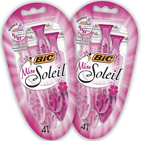 BIC Miss Soleil Women's Disposable Razors - Bundle of 2 Packs of 4