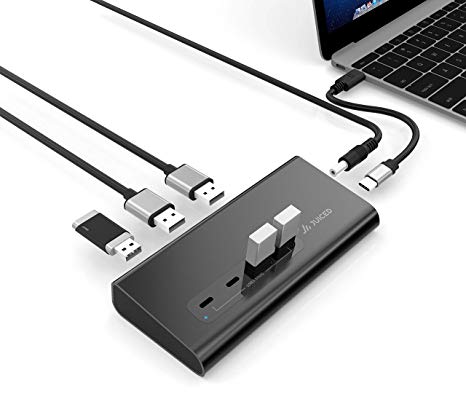 Juiced Systems VertexHUB | USB-C 10 Gbps Dedicated Data and Power Hub - USB-C and USB-A Compatible - USB 3.2 Generation 2