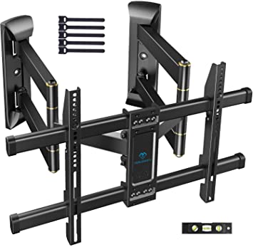 Corner TV Wall Mount Full Motion- Corner TV Bracket Fits 37-65 Inch LED, LCD 4K Flat Curved Screen TVs- Hold up to 99 lbs Max VESA 600x400 W/Tilt, Swivel and Level