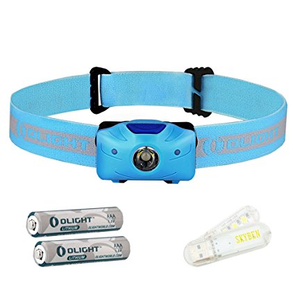 Bundle: Olight H05 ACTIVE Cree XM-L2 LED 150 Lumens Headlamp With Lithium Iron AAA batteries And Skyben USB Light (Blue)