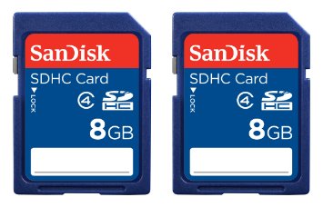 SanDisk 8GB Class 4 SDHC Memory Card, 2 Pack, Frustration-Free Packaging- SDSDB2-008G-AFFP (Label May Change)