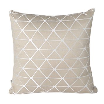 Mika Home Jacquard Triangle Reversible Throw Pillow Cover Cushion Shell for 18X18" Inserts Brown Cream