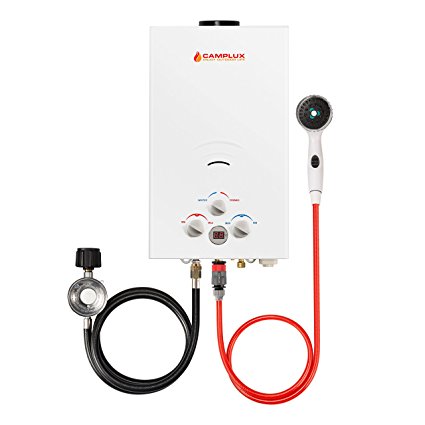 Camplux 10L Outdoor 2.64GPM Digital Display Portable Propane Gas Tankless Water Heater and Shower