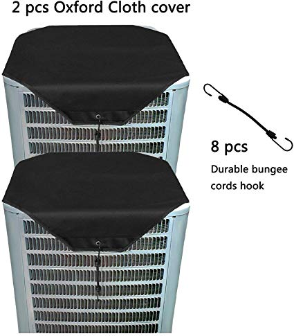 RZMAYIS Ac Unit Cover - Winter Conditioner Top Air Conditioner Leaf Guard Air Conditioner Cover for Outside Units (2 pcs Black Oxford, 32" X 32")