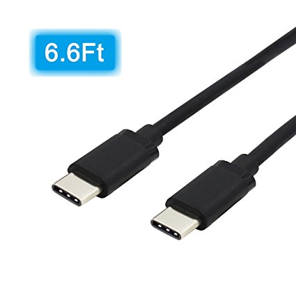 FlyHi USB C to USB C Cable (6.6ft) for new MacBook, ChromeBook Pixel, Nexus 5X/6P, LG G5, Nokia N1 Tablet, OnePlus 2 and More USB Type C Supported Devices (Black 2M)
