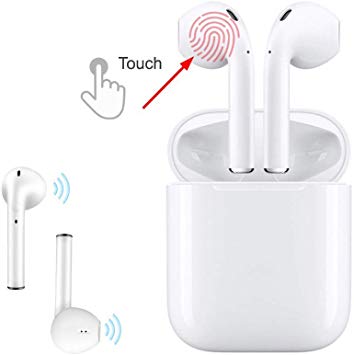 Bluetooth 5.0 Wireless Headphones,Touch Headphones with Microphone, Automatic Pairing, Waterproof Stereo HIFI Stereo Headphones for iPhone/Samsung/Apple/Airpod