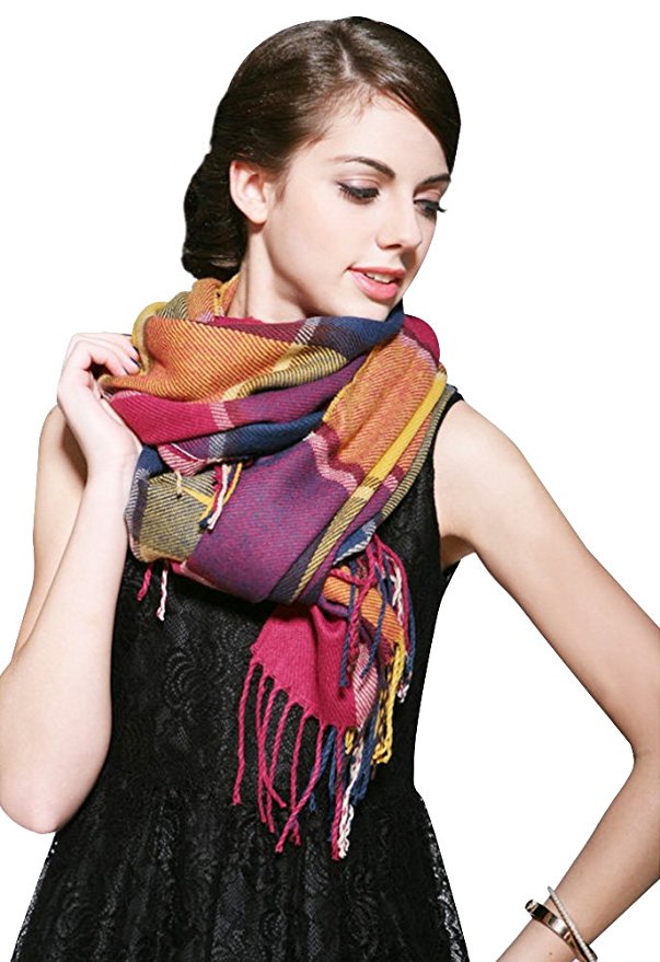 Womens Plaid Blanket Long Shawl Winter Warm Large Scarf Scarves by Loritta