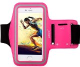 Apple iPhone 6 Armband iXCC  Racer Series Easy Fitting Sport Gym Bike Cycle Jogging Running Walking Armband - Featured with Scratch-Resistant Material Slim Lightweight Dual Arm-Size Slots for Small and Large Arms Sweat Proof and Key Pocket also Fits with iPhone 44s55c5s and iPod MP3 Player Pink