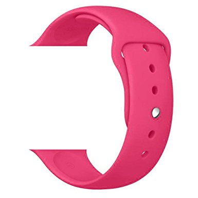 WESHOT Apple Watch Band, Silicone Soft Replacement Watch Band Strap For Apple Watch Sport Edition 38MM Barbie Pink S/M