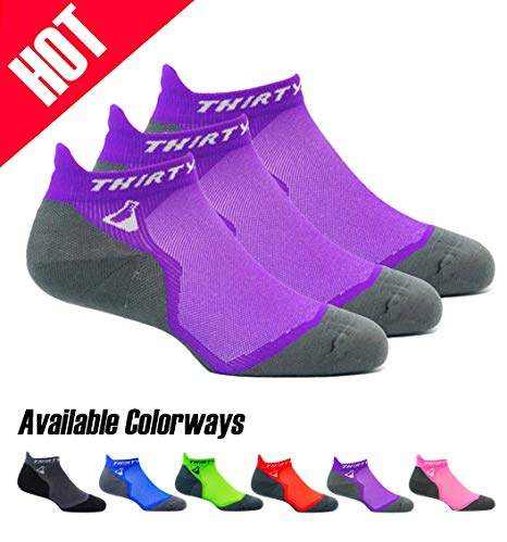 Thirty 48 Ultralight Athletic Running Socks for Men and Women with Seamless Toe, Moisture Wicking, Cushion Padding