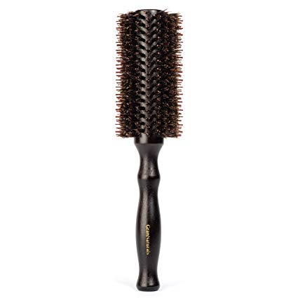 Boar Bristle Round Hair Brush - 2.2 Inch Diameter - Blow Dryer & Curling Roll Styling Hairbrush with Natural Wooden Handle for Women & Men - Used While Blow Drying to Style, Curl, and Dry Hair