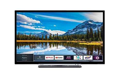 Toshiba 24W3863DB 24-Inch HD Ready Smart TV with Freeview Play - Black/Silver (2018 Model)