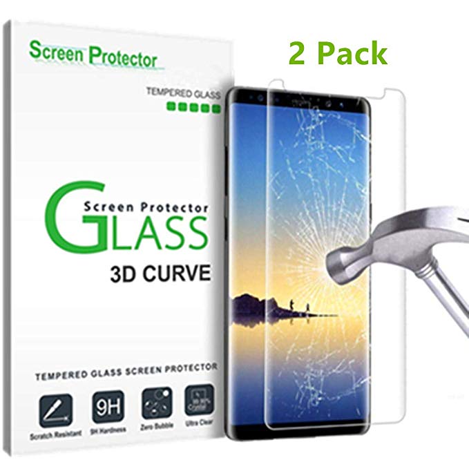 Galaxy Note 9 Tempered Glass Screen Protector, Folice 3D Curved HD Clear Anti-Scratch Anti-Fingerprint Anti-Bubble 9H Screen Protector for Samsung Galaxy Note 9 (HD Clear, 2 Pack)
