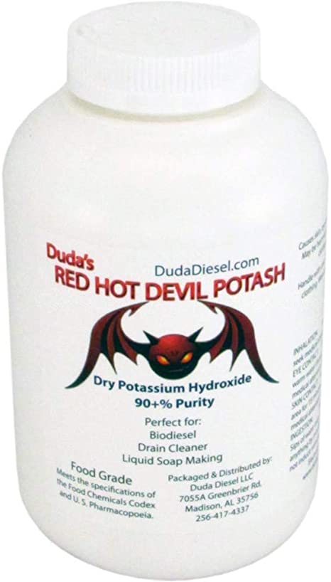 2 lb Potassium Hydroxide Meets Food Chemical Codex High Grade Red Hot Devil Caustic Potash Flakes