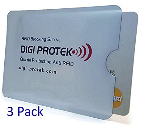 #1 RFID Blocking Sleeve Technology for Your Credit Cards and Debit Cards - (PACK of 3) Get the Best Protection Against Identity Theft. Use these Protective Sleeves in Men Wallets / Women Purses etc for Safe Travel and Commuting. BE SAFE Now!