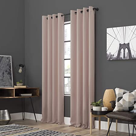 Sun Zero Soho 2-Pack Energy Efficient Blackout Grommet Curtain Panel Pair, 54" x 63", Blush Pink