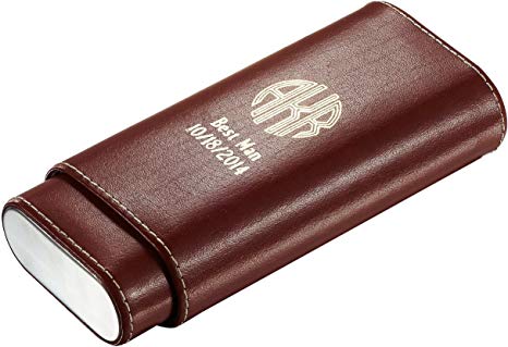 Personalized Leather Cigar Case with Free Imprinting (Brown)