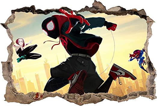 Spider Man Into The Spider Verse Jump Decal 3D Smashed Wall Sticker Art J1346, Mini