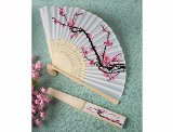 Delicate Cherry Blossom Design Silk Folding Fan Favors 1