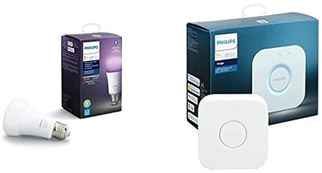 Philips Hue White and Colour Single A19 with Philips Hue Bridge