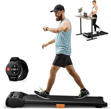 COSTWAY 2-in-1 Walking Pad Treadmill, 2.25HP Under Desk Treadmill with Watch-Like Remote Control, LED Panel, 12 Preset Programs and Start-Stop Function, Compact Walking Jogging Machine for Home Office