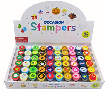 60 Pcs Holidays and Occasions Assorted Stampers for Kids