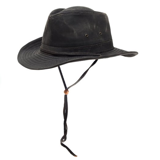 Dorfman-Pacific Weathered Cotton Outback Hat With Chin Cord