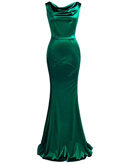 MUXXN Women's 30s Brief Elegant Mermaid Evening Dress Green