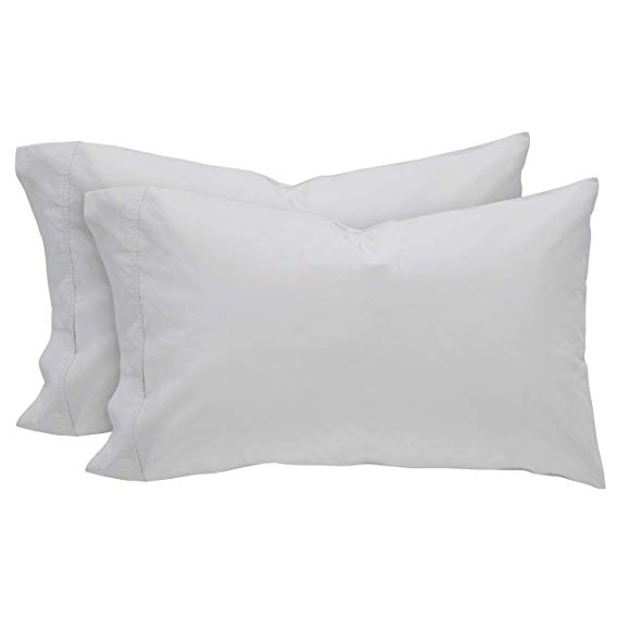 Rivet 2DGJH322 Easy Care, Percale Cotton, Envelope closure Pillowcase set, White, King, 2 Piece