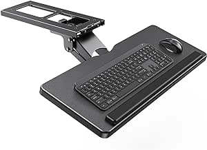 ErGear Keyboard Tray Under Desk, Sliding Keyboard & Mouse Tray with Adjustable Height, Swivel & Tilt, Ergonomic Keyboard Holder for Home Office, Gaming, 24.99” W x 9.84” D, Black, EGKB05