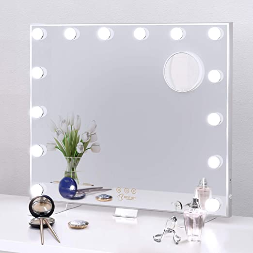 BESTOPE Hollywood Mirror Large Vanity Mirror with LED Lights for Makeup 3 Light Modes Dressing Table Cosmetic Mirror with Touch Control