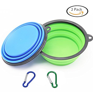 Large Size Collapsible Dog Bowl, Silicone Pet Travel Bowl for Dog Cat Food & Water, Foldable Expandable Cup Dish for Pet Cat Food Water Feeding Portable Travel Bowl Free Carabiner