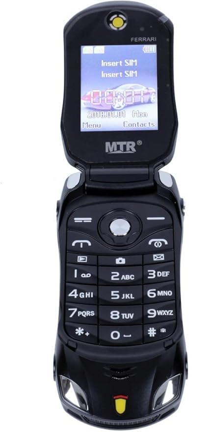 MTR CAR Shaped Dual SIM Mobile Phone (Black) Design-Ferrari,1100 mAh Battery,1.77 inches Display,Dual Sim