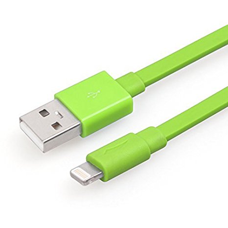 [Apple MFi Certified] Yellowknife® MFi-IOS 7 Fast Date Syncing USB 2.0 Cable for iPhone 6 ,iPhone 6 plus,Colorful 8-Pin Lightning Noodle Flat USB Sync & Charge Cable for Apple iPhone 5 / 5S / 5C, iPad Air, iPad Mini with Retina Display, iPad 4, iPad Mini, iPod Touch 5, Nano 7 (green)