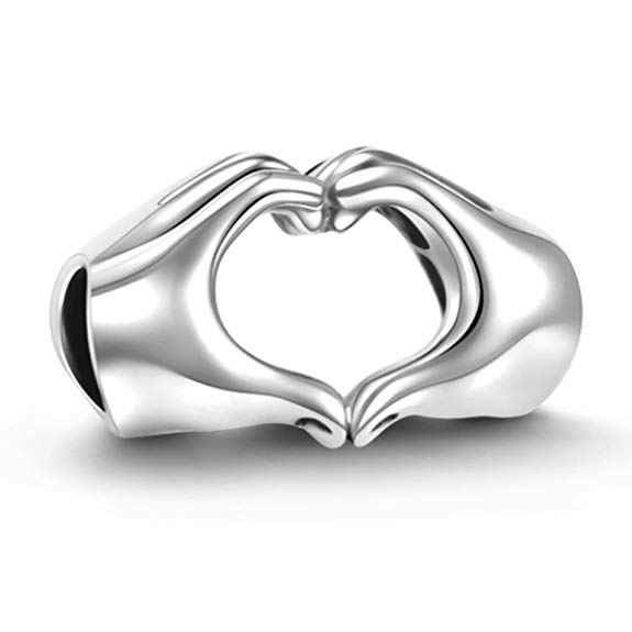 GW 925 Sterling Silver Love Heart Charms Fit Pandora Bracelets