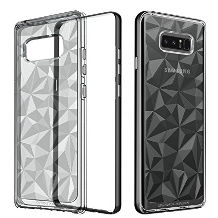 Samsung Galaxy Note 8 Case, BENTOBEN Clear Crystal Slim 3D Prism Pattern [Support Wireless Charging] Design Hybrid TPU PC Bumper Shockproof Protective Phone Case for Samsung Galaxy Note8 (2017) Black