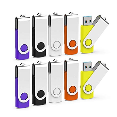 USB 3.0 Flash Drive, KEXIN 10 Pack 16GB 3.0 Flash Drive 16 GB Thumb Drive Jump Drive Memory Stick Zip Drive, 5 Colors (Black, Purple, Orange, White, Yellow)