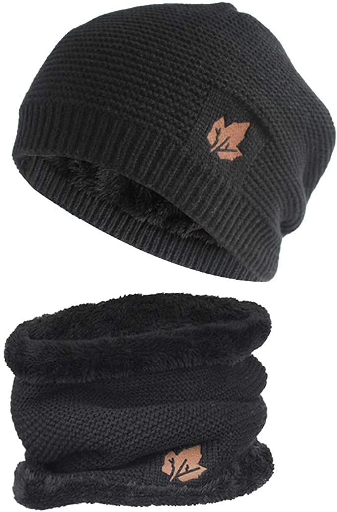 HH HOFNEN Winter Beanie Hat and Infinite Scarf Set Ski Skull Cap Warm Knit Hat for Men and Women