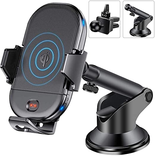 Yarrashop Infrared Auto Wireless Car Charger Mount 15W Fast Charging Qi Charger with Air Vent Clip Phone Holder for iPhone 11 X XR Xs Max 8 Plus Samsung S10  A9s S9  S8 Note 9/8 Edge S7,etc