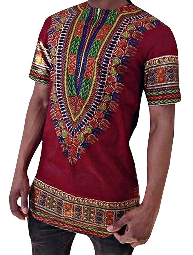 Makkrom Men's African Bright Dashiki Tribal Floral Shirt Variety