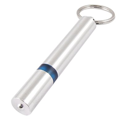 Cylinder Silver Tone Blue Car Static Elimination Discharger Anti-Static Keychain