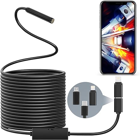 TAOPE Endoscope,7.9mm IP67 Waterproof Flexible Borescope,Inspection Camera,Endoscope Camera with Light,Snake Camera with 8 LED Ligths,2.0 Megapixels Borescope for Android and iOS,iPhone,iPad(16.4FT)