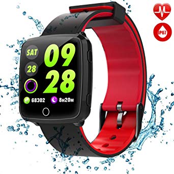 TagoBee TB09 IP67 Smart Watch Fitness Tracker Support Blood Pressure Monitoring Notifications Remind Activity Tracker Compatible With iphone and Android(red)