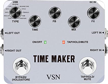 VSN Guitar Delay Pedal Time Maker 11 Types of Ultimate Delay Pedals Bass Guitar Effect Pedal with Tap Tempo True Bypass
